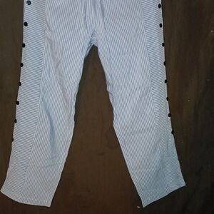 Striped Button-Side Pants